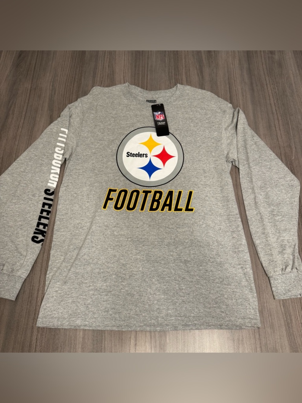 Pittsburgh Steelers Gray Long-Sleeve Football Tee Men’s Size medium